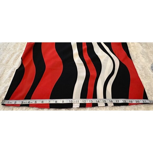 SHEIN Brand Red White Black Blouse Stripes Polyester Women's Size L (8/10)-READ - Picture 10 of 16